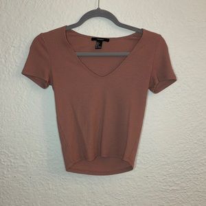 Dark pink short sleeve crop top